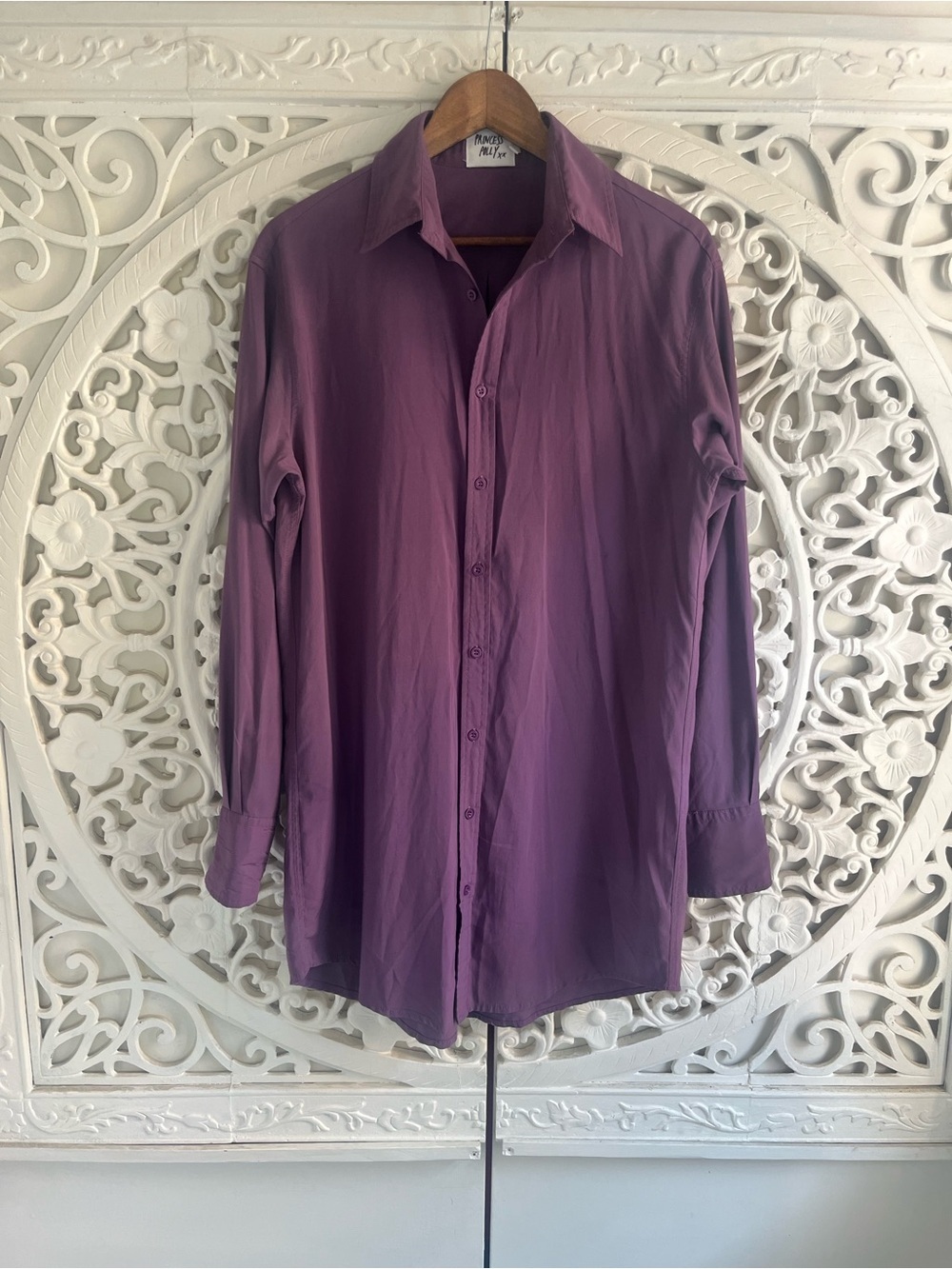 Princess Polly Lavender Oversized Button Up Shirt Dress Tunic Size 2